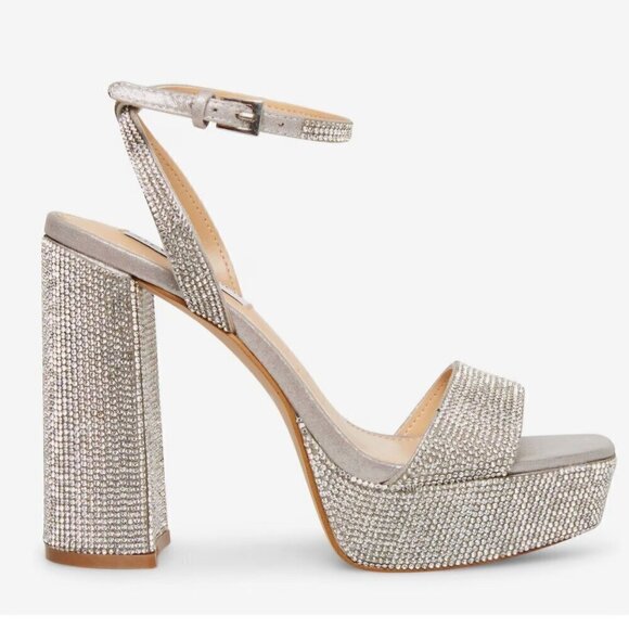 Steve Madden Shoes - Steve Madden Lessa Platform Sandal Rhinestone Strappy Block Heel Size 10M